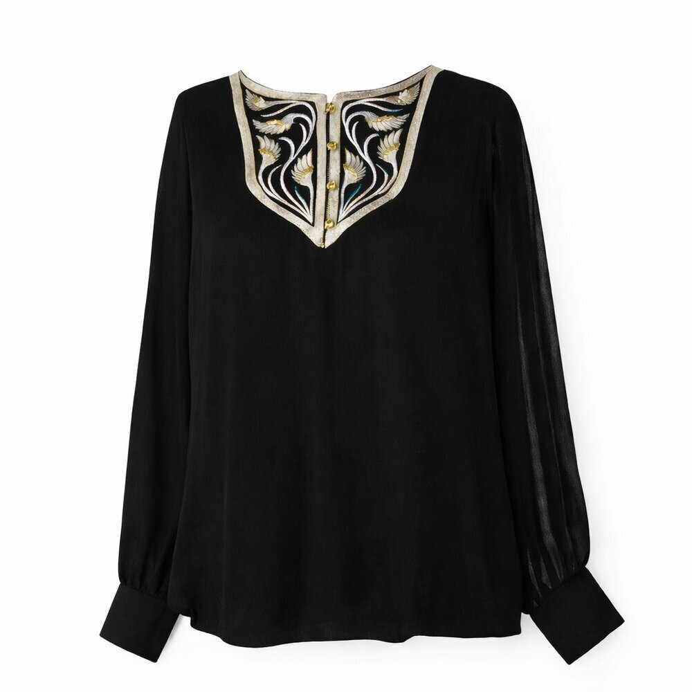 NWT Bob Mackie Wearable Art Black Top Size Large